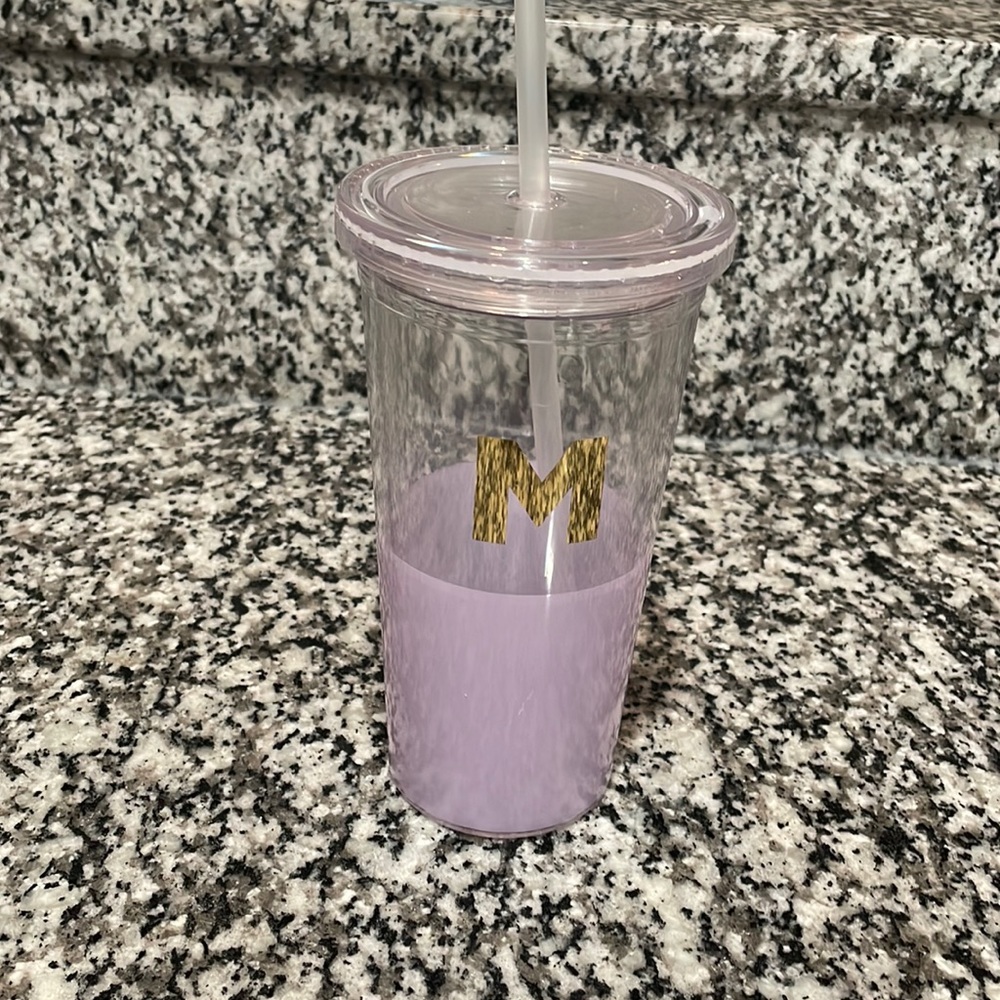 KATE SPADE PURPLE TUMBLER WITH STRAW